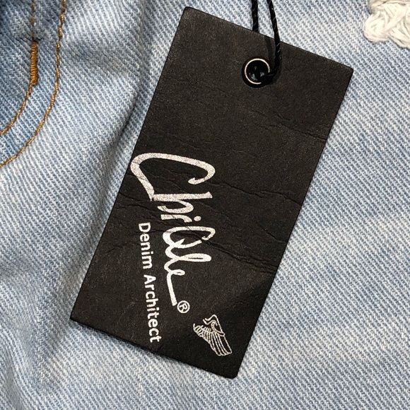 Chiqle Denim Leopard Print Patch and Studded Distressed Blue Jean Shorts - Picture 10 of 16